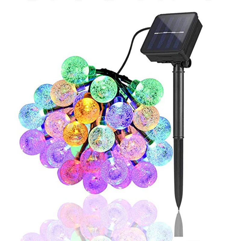 HOUHOM Solar Crystal Globe Fairy Lights Outdoor String
