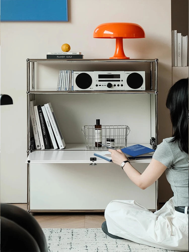 Bigcityfur Stainless Steel Storage Cabinet Contemporary Sideboard For Living Room