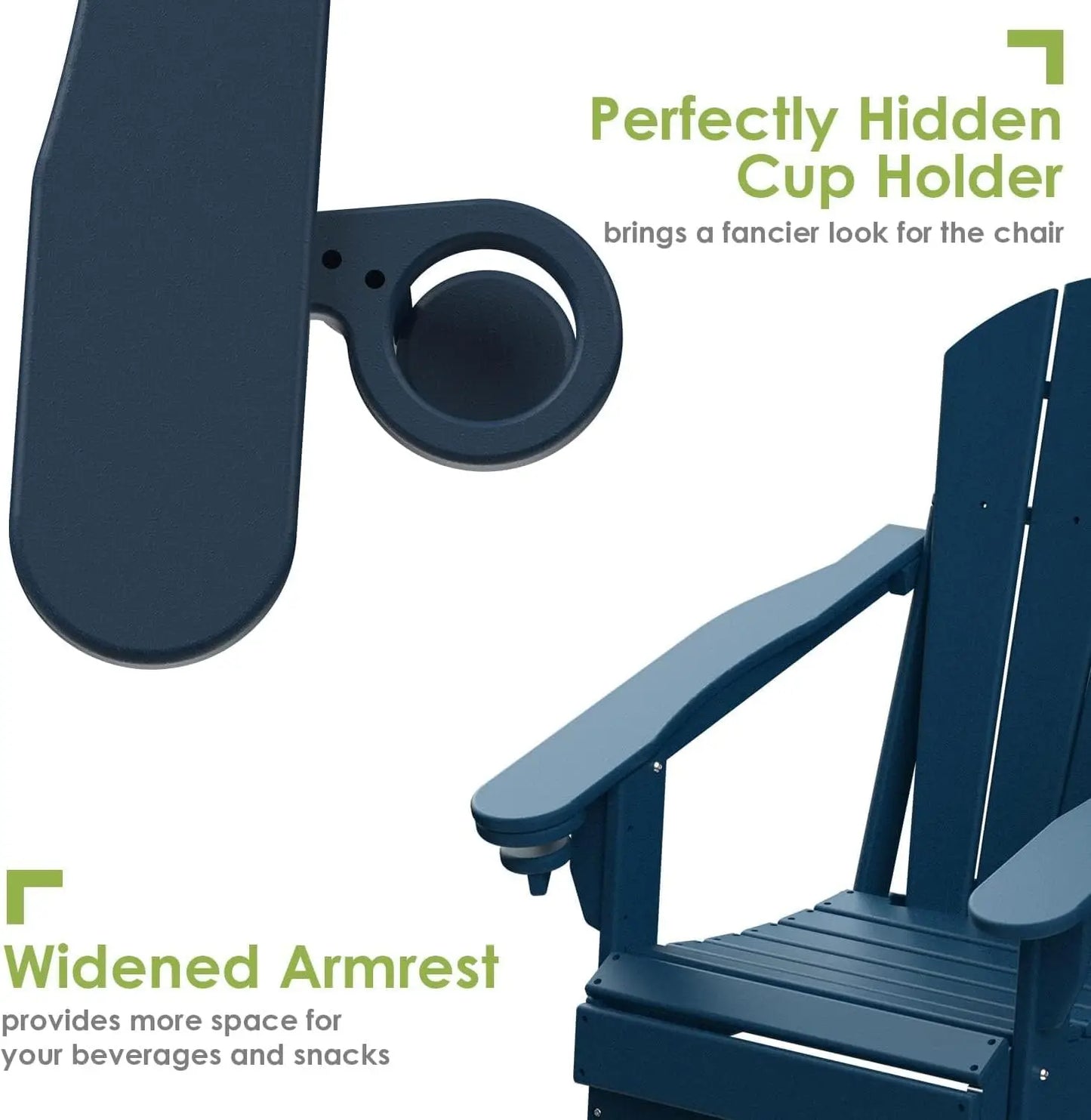 XMSJ Folding Adirondack Chairs HDPE All Weather Cup Holder