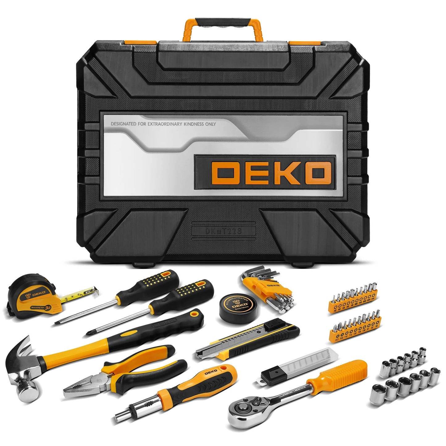 DEKOPRO 228Pcs Socket Wrench Tool Set With Plastic Toolbox