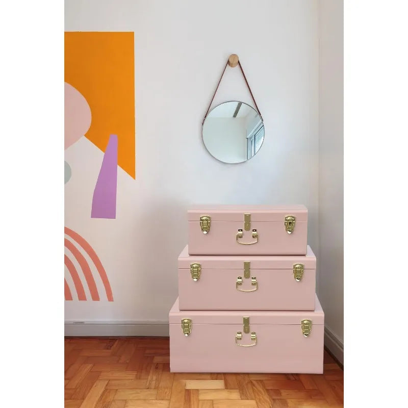 Hign-concerned Box Set of 3 Metal Trunks With Safety Lock