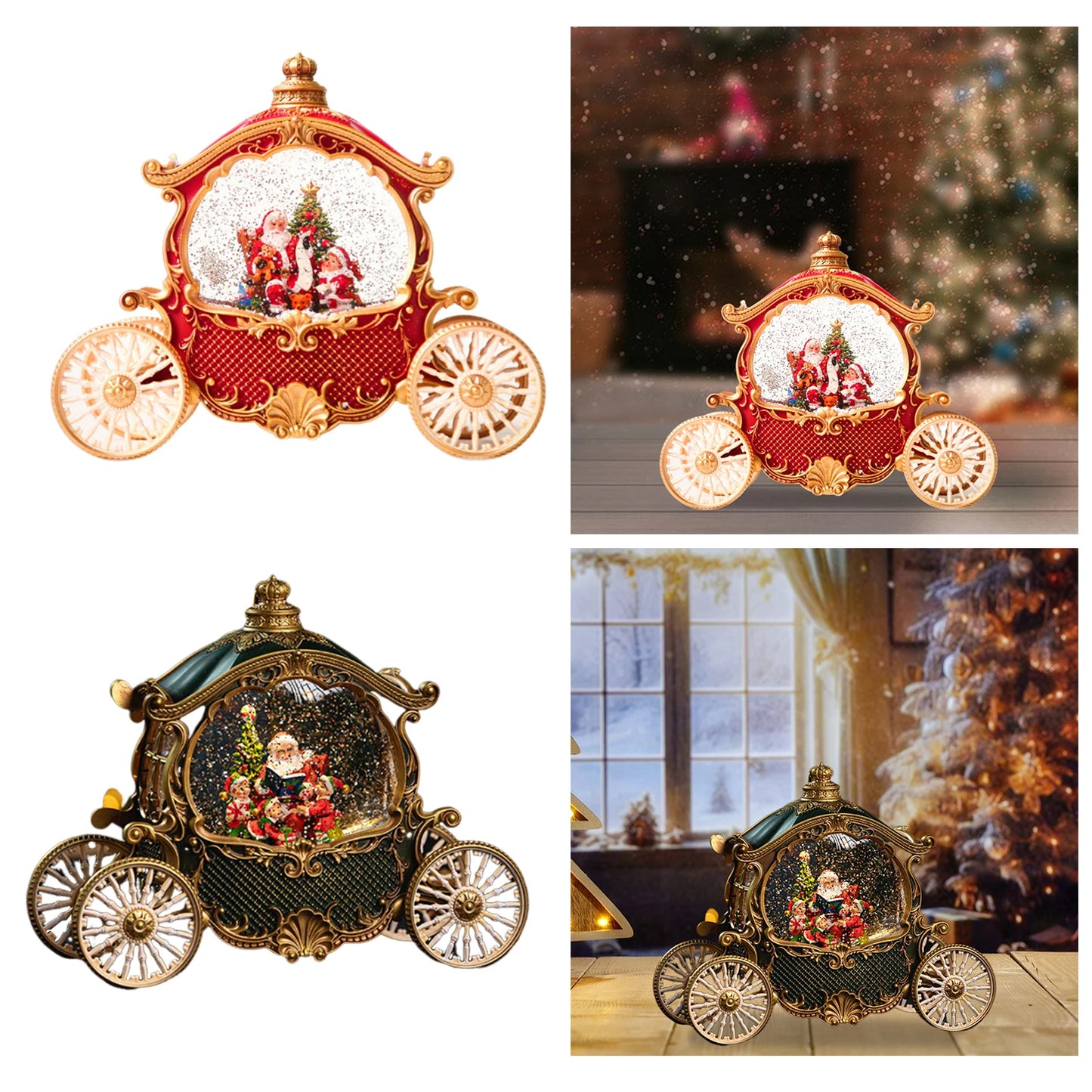 Snow Globe Lantern Christmas Carriage Musical Gift Set
