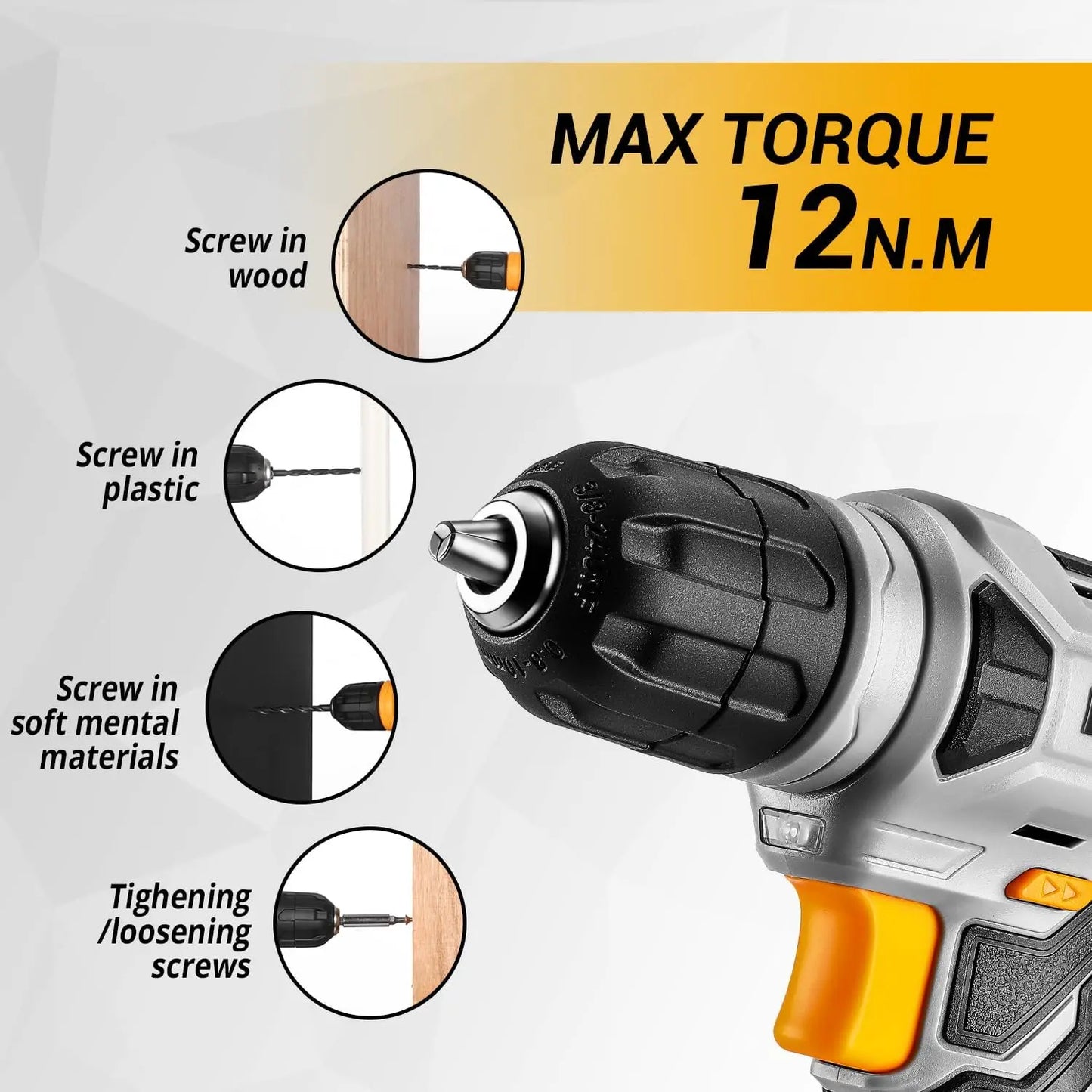 DEKODIY 126 Piece Power Tool Kit With 8V Cordless Drill