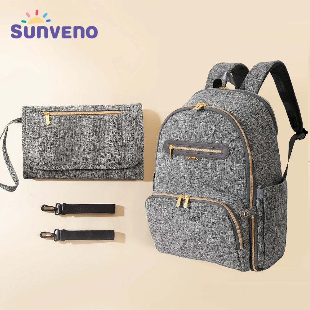 Sunveno Diaper Bag Backpack with Portable Changing Pad for Moms and Dads