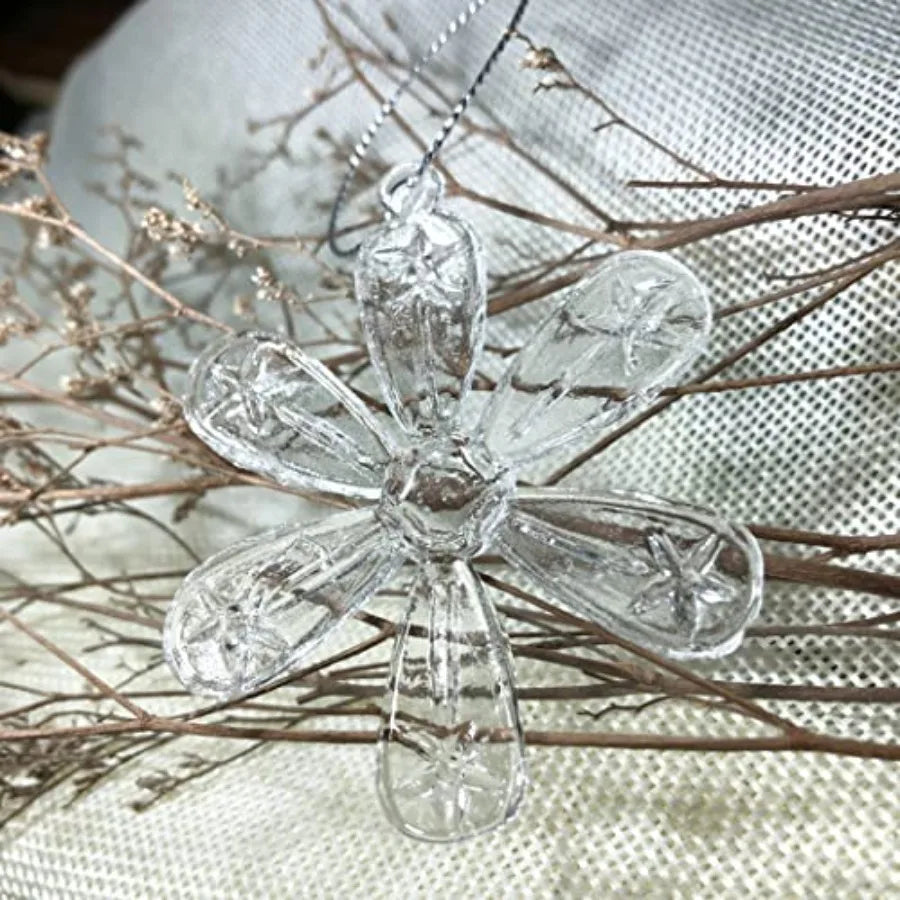 Clear Glass Snowflake Ornaments Set For Christmas Tree Decor