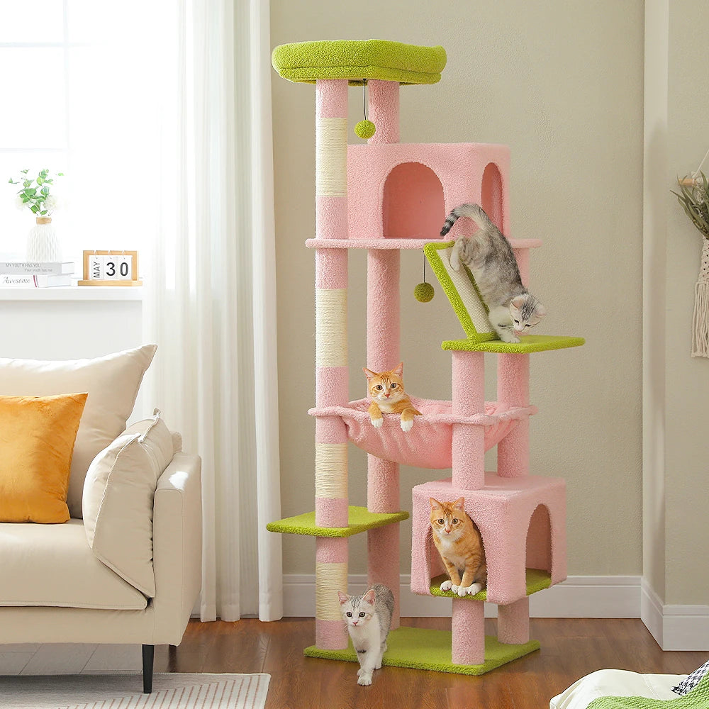 180cm Large Cat Tree Tower Home Furniture Cat Tower Pets Hammock Sisal Cat Scratching Post Climbing Frame Toy Spacious Perch