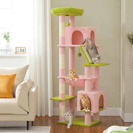 180cm Large Cat Tree Tower Home Furniture Cat Tower Pets Hammock Sisal Cat Scratching Post Climbing Frame Toy Spacious Perch