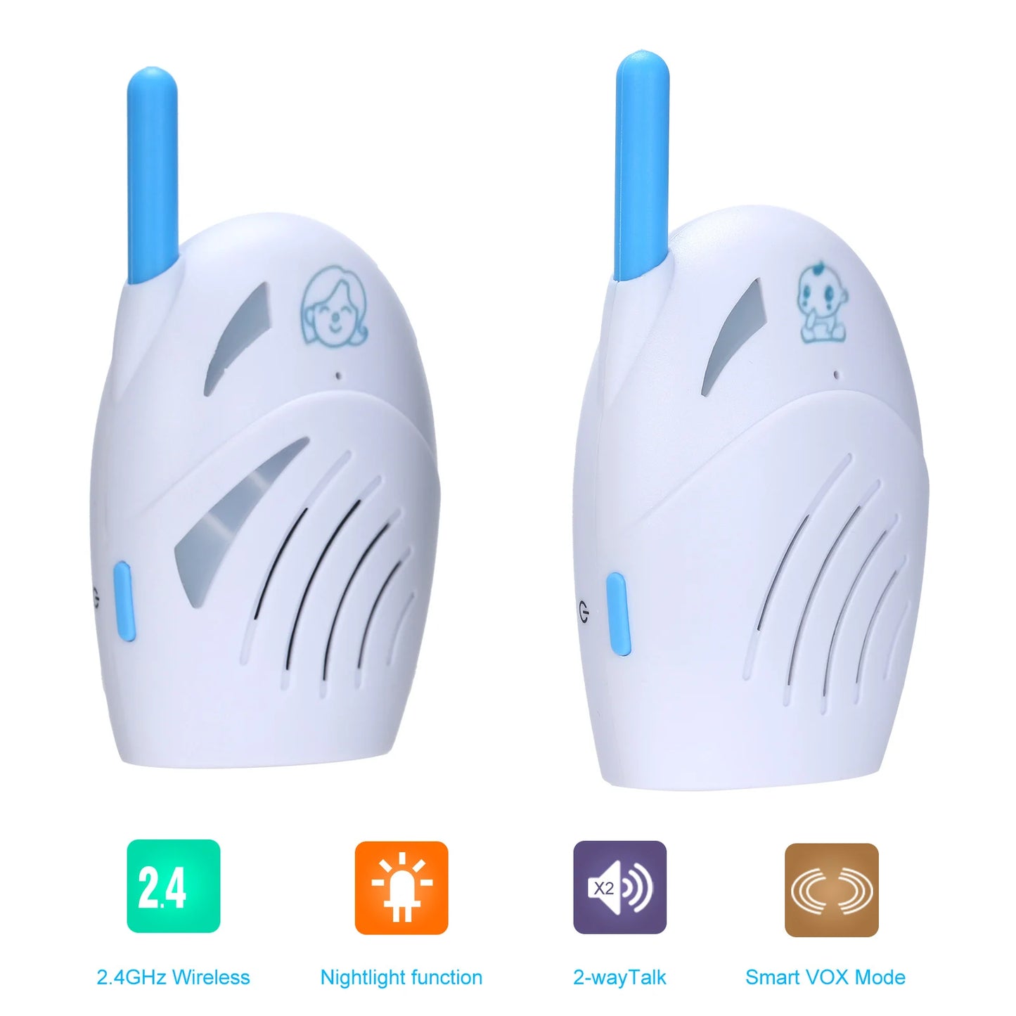 Portable Baby Monitor 2.4GHz Wireless Digital Audio Two Way Talk Crystal Clear Baby Cry Detector Sensitive Transmission Safety