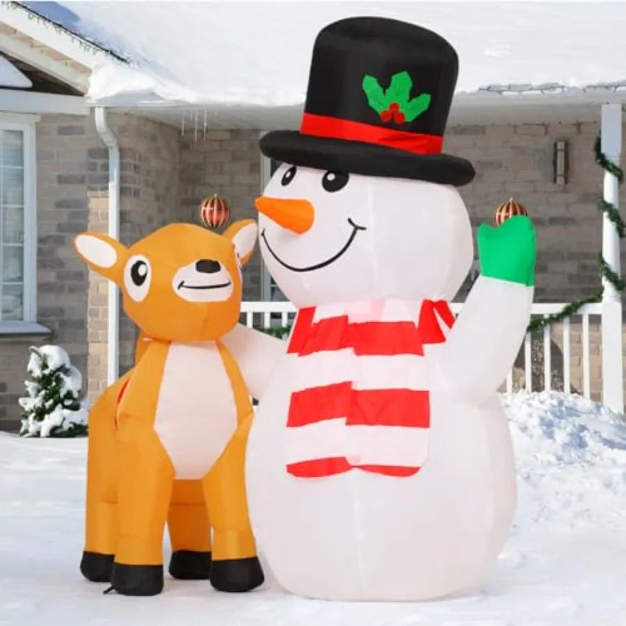 Hign-concerned Christmas Inflatable Snowman Reindeer With LED Lights
