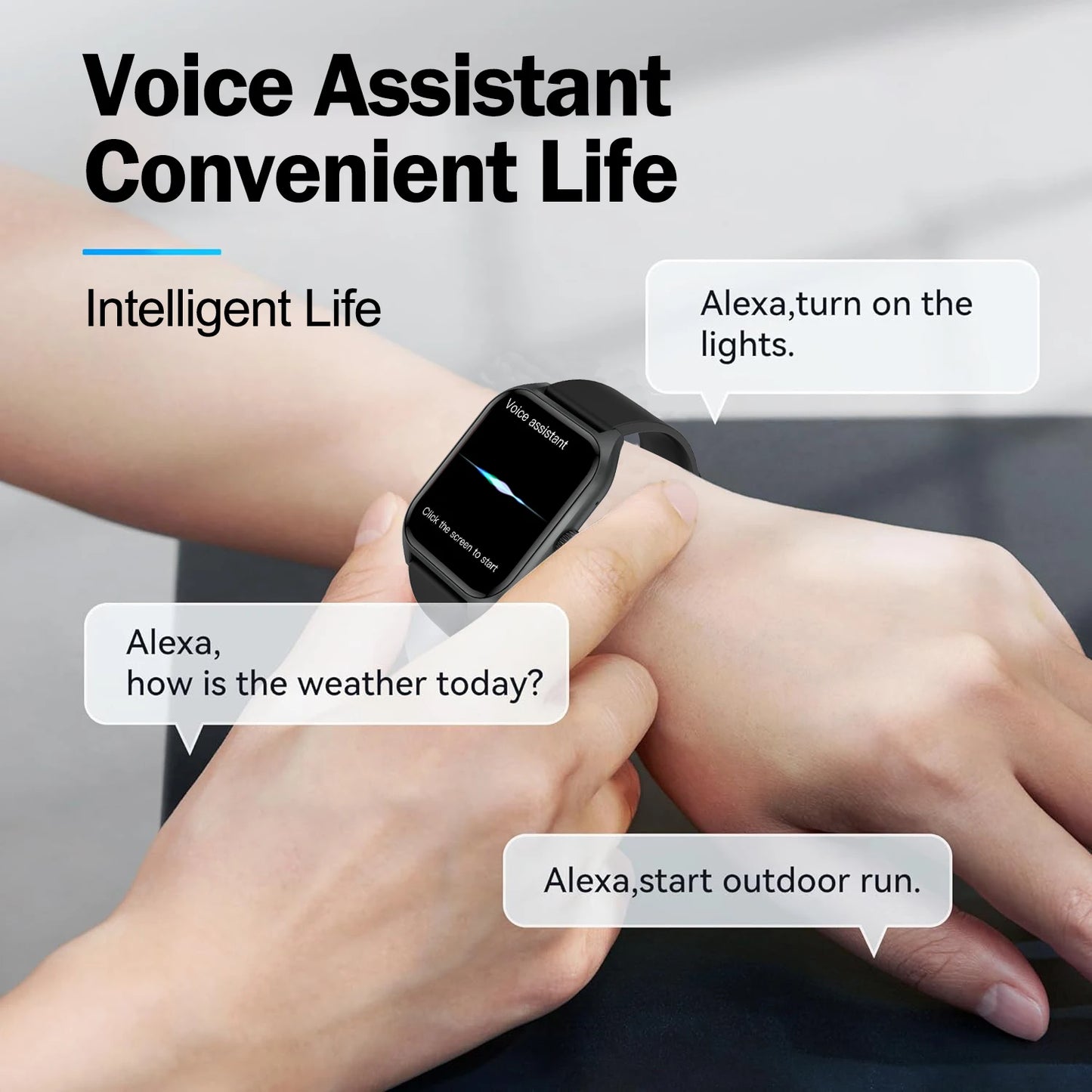 LIVLOVCP AI Voice Assistant Smart Watch Heart Rate Monitor