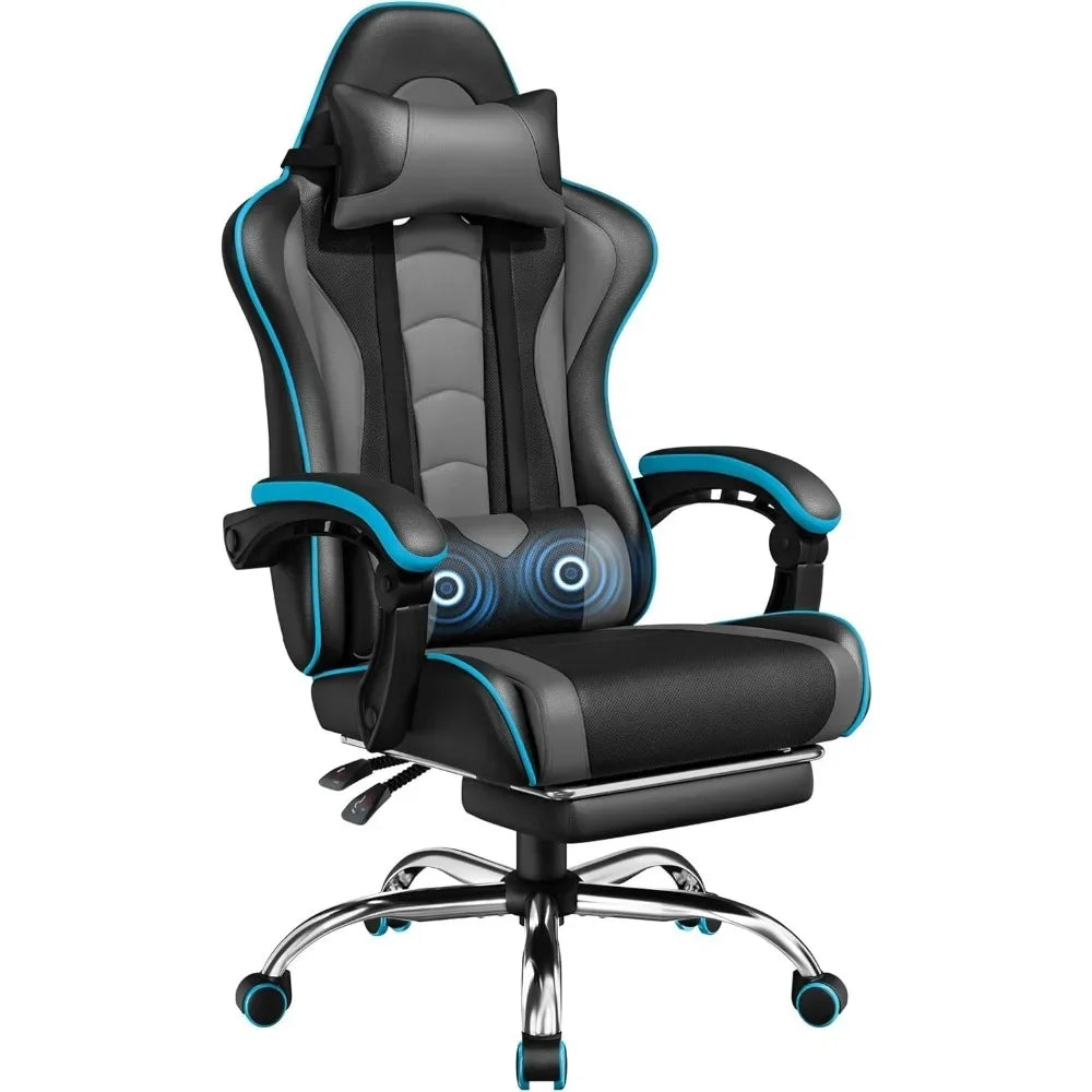 Ergonomics Gaming Chair With Massage Lumbar Support Footrest