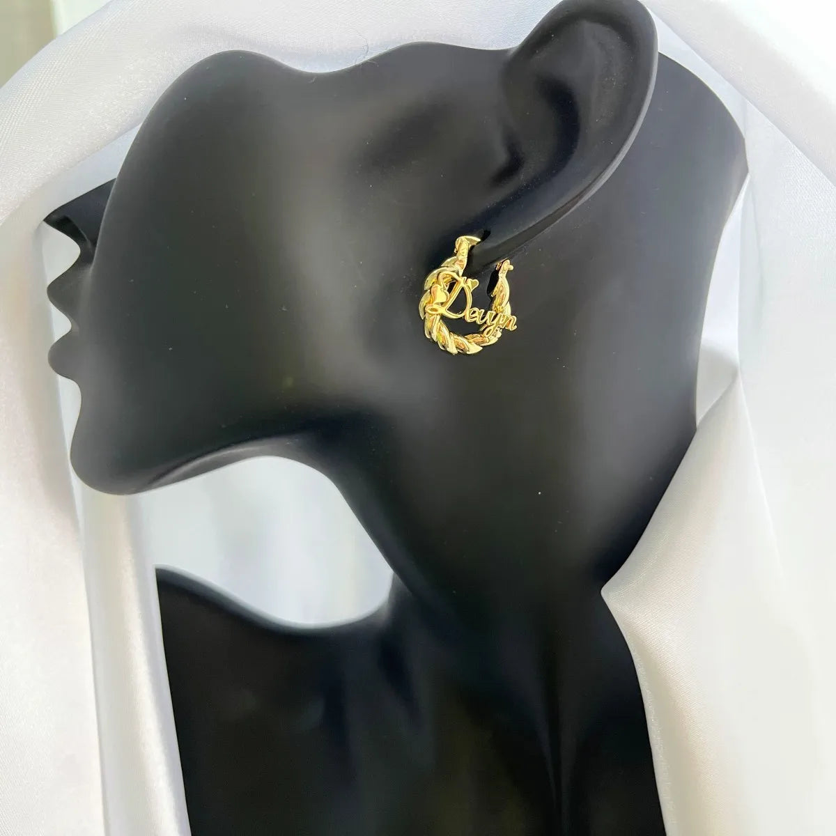 Duoying Custom Name Earrings Personalized Twist Hoop