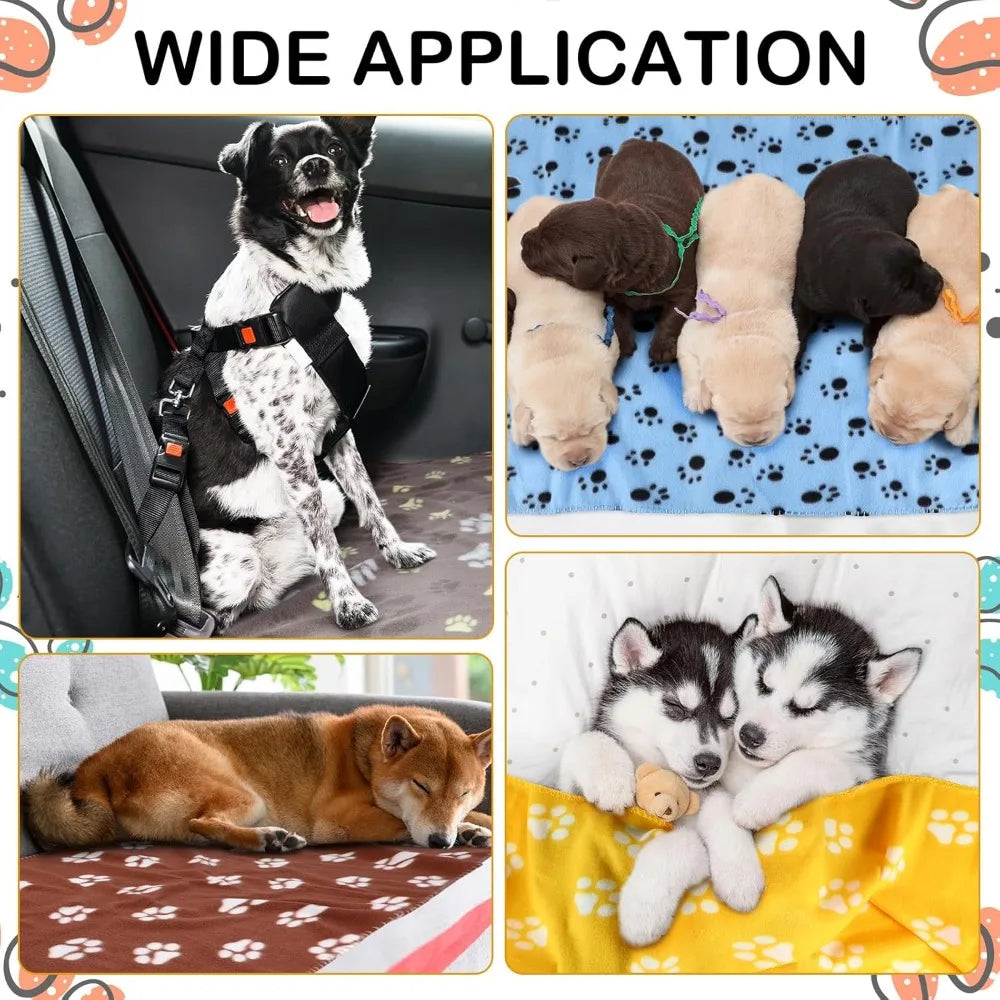 Pet Fleece Blanket Set TwelvePieceSet PawPrintDesigned BeddingMatAssortment For Pets