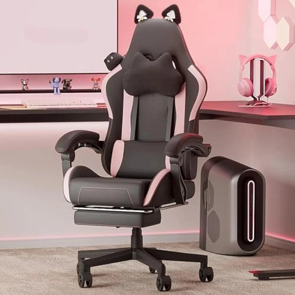 Ergonomics Gaming Chair With Cat Ears And Lumbar Massage