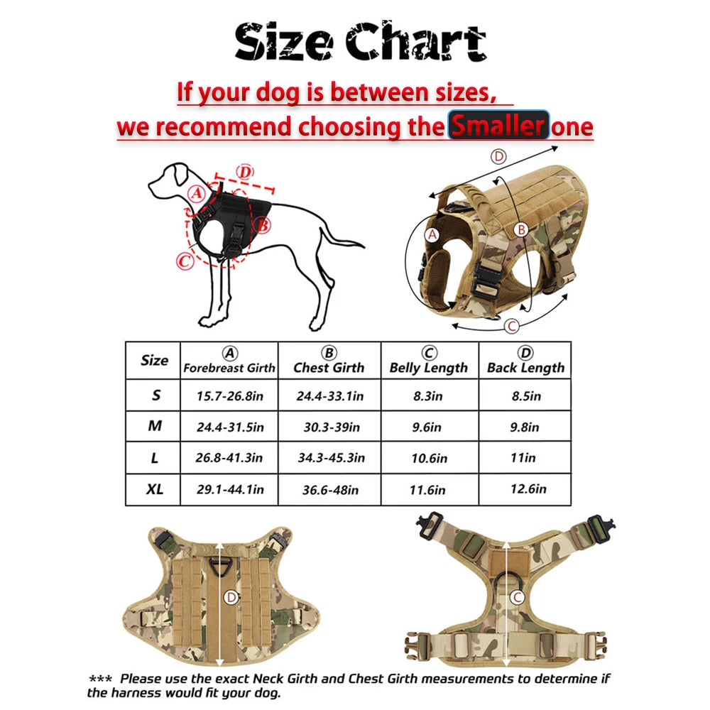 PETRAVELCN Tactical Military Dog Harness Vest Set for Training