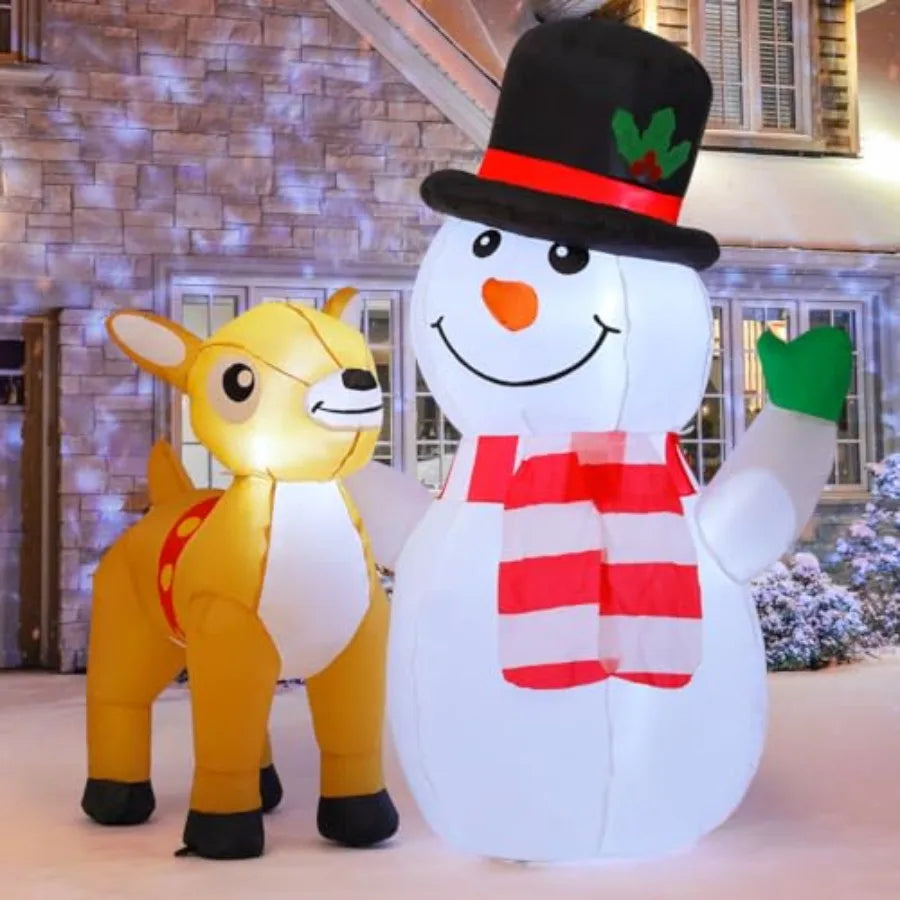 Hign-concerned Christmas Inflatable Snowman Reindeer With LED Lights
