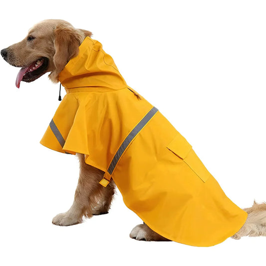 Hign-concerned Hooded Dog Raincoat Cape-Style Reflective Weatherproofing Outerwear