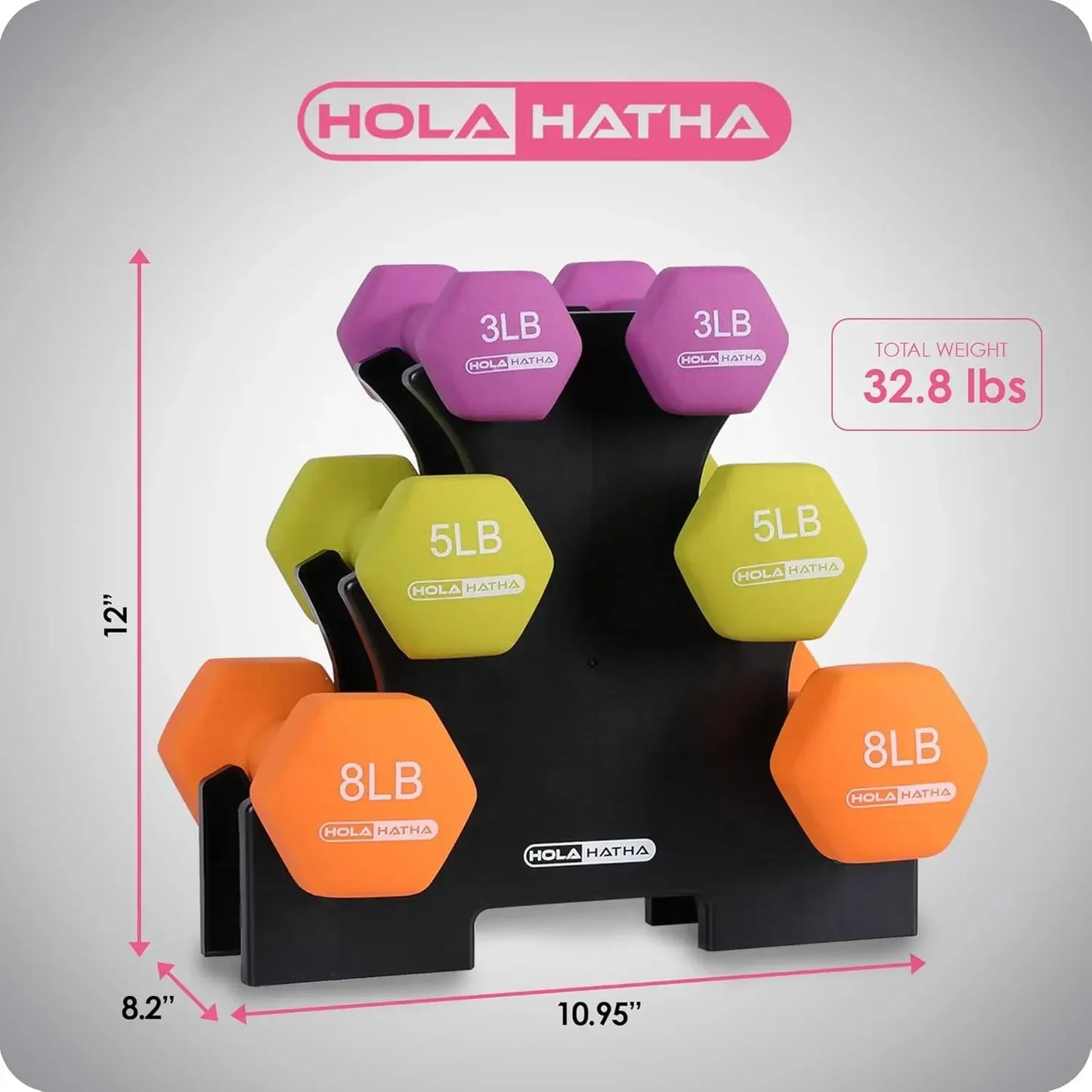 Neoprene Dumbbell Free Hand Weight Set with Rack