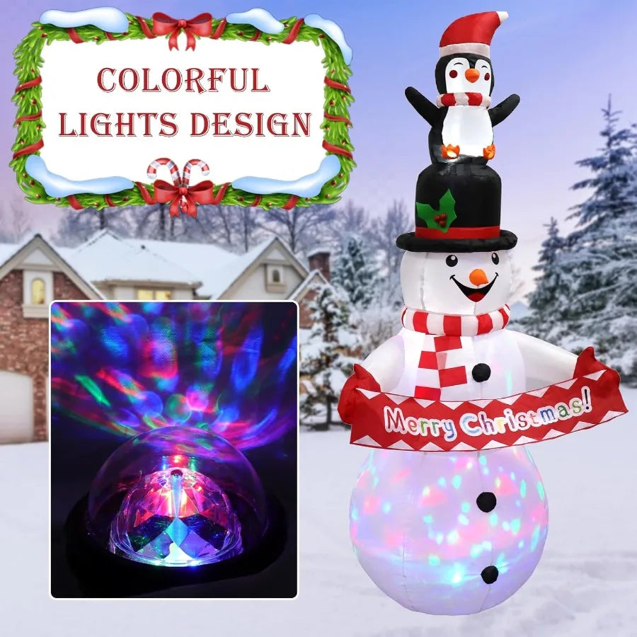Hign-concerned Snowman Inflatable With Rotating LED Lights Outdoor