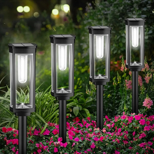 Bright Solar Lights Outdoor 6 Pack, Solar Pathway Lights Waterproof IP65, Auto On/Off Solar Yard Lights, Long Lasting