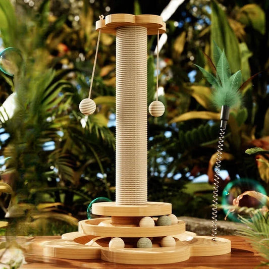 JiangsuHign Indoor Cat Scratching Post Ball Track Kitten Toy Teasing Wand Durable Sisal
