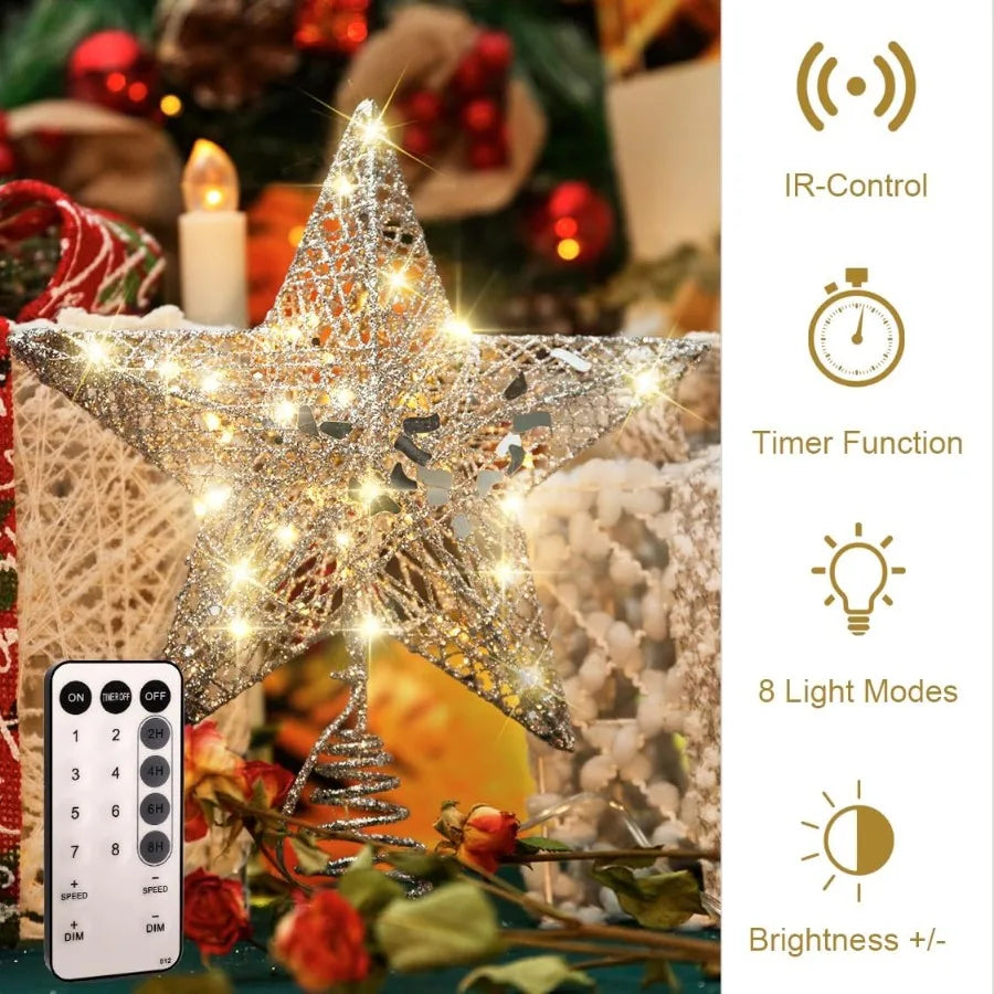 Electronic Christmas Tree Topper Star With 40 LED Remote Control