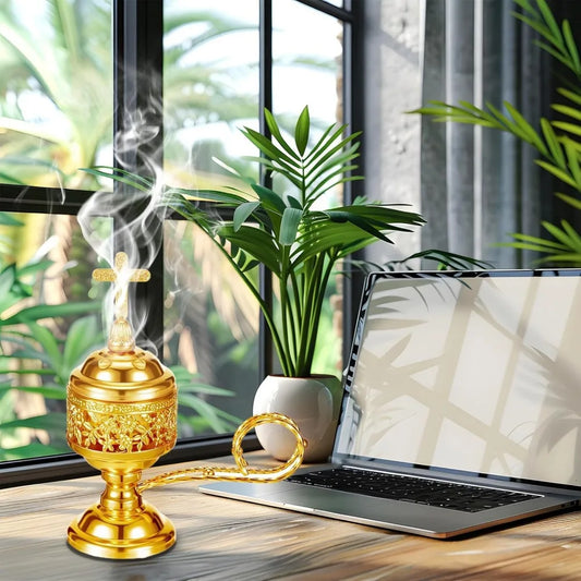 Hemindamai Incense Burner With Tong Frankincense Charcoal Stand Aromatherapy