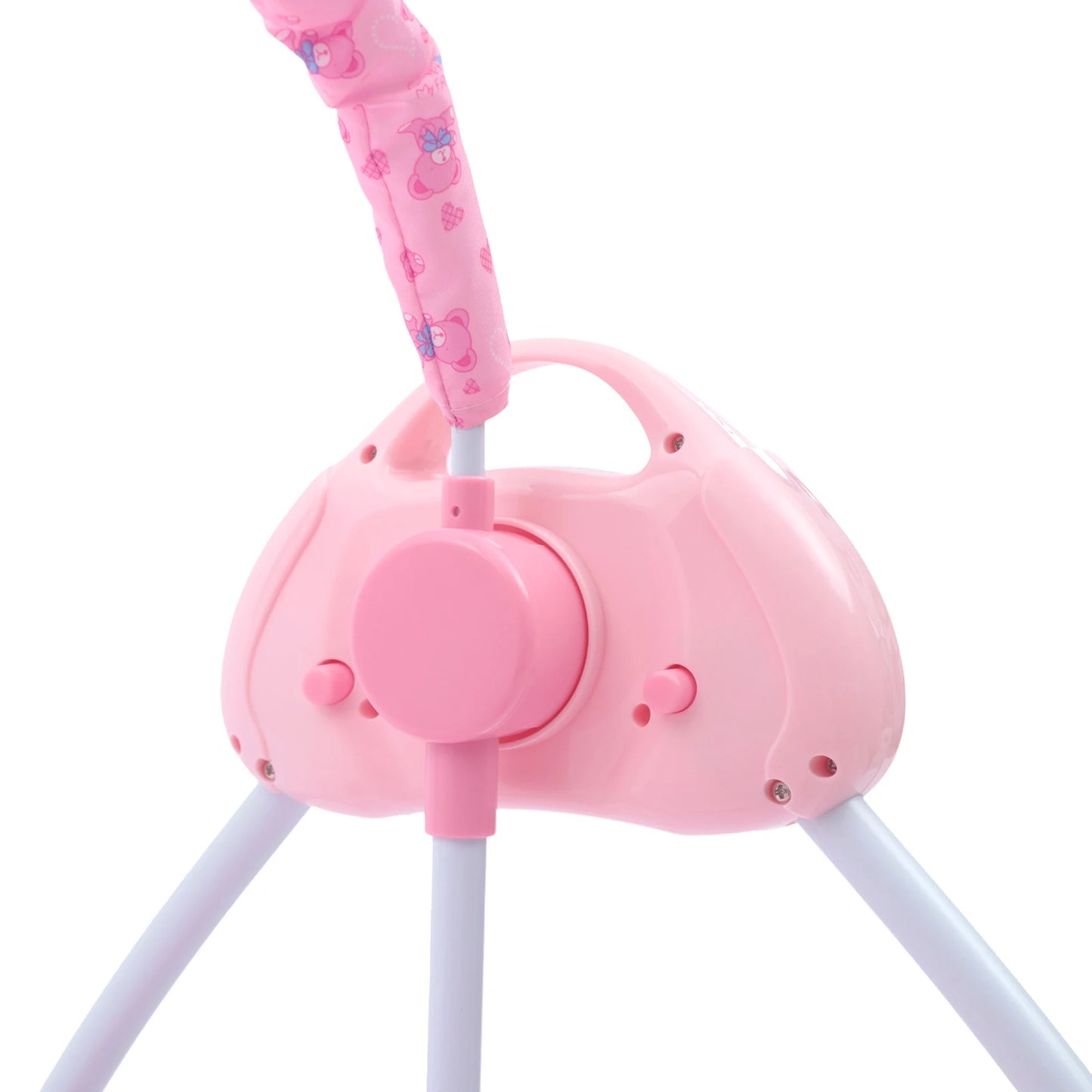 Baby Cradle Swing Remote Auto Swing Bed Cradle Portable Swing Stand Seat For 0-18 Months Baby 5 Gears Adjustable Pink No Battery