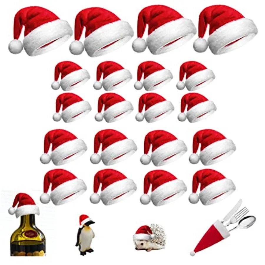 Mini Santa Hats 40Pcs Craft Christmas Wine Bottle Topper