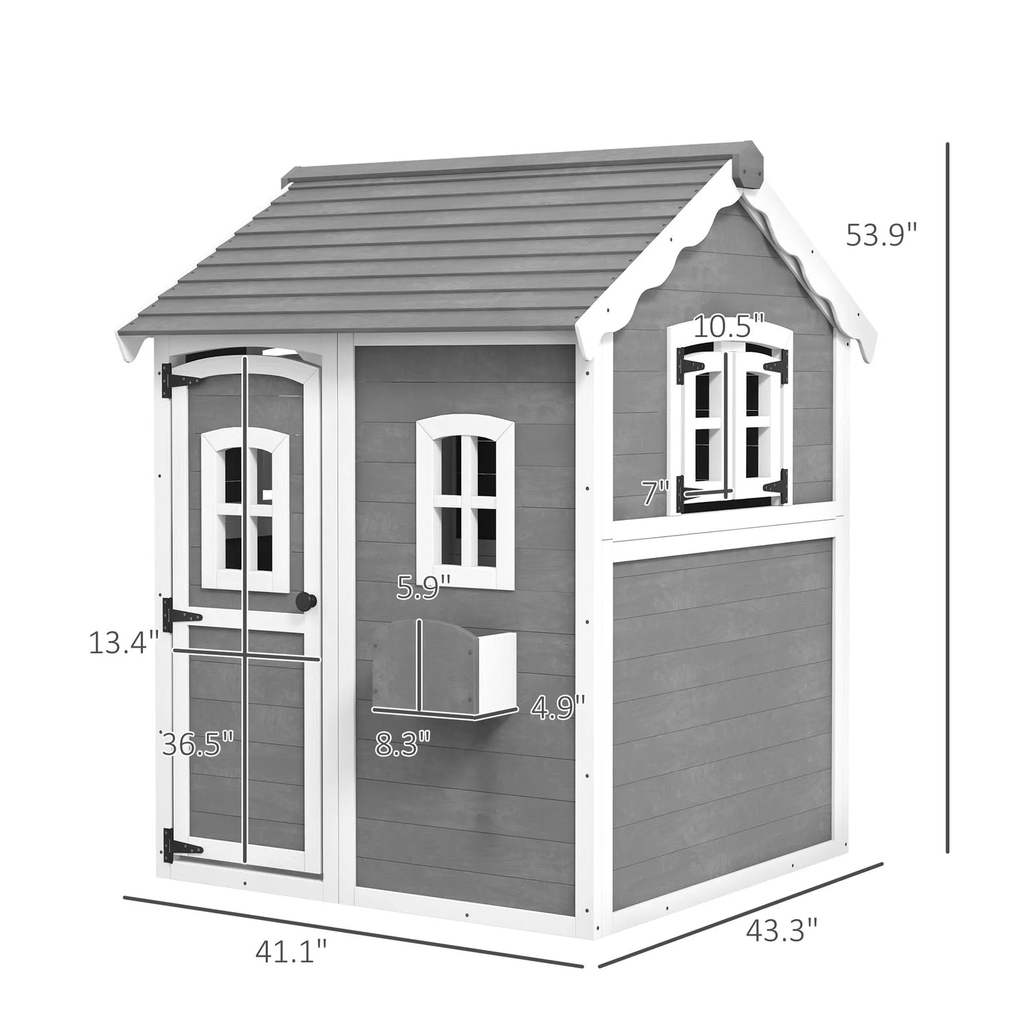 Outsunny Wooden Playhouse for Kids with Floor Door Windows and Planter Box