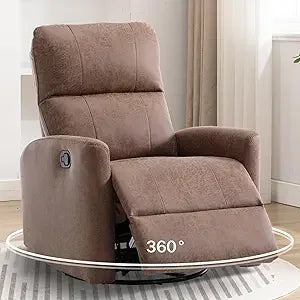 Rocking Swivel Faux Leather Recliner Chair Glider Nursery