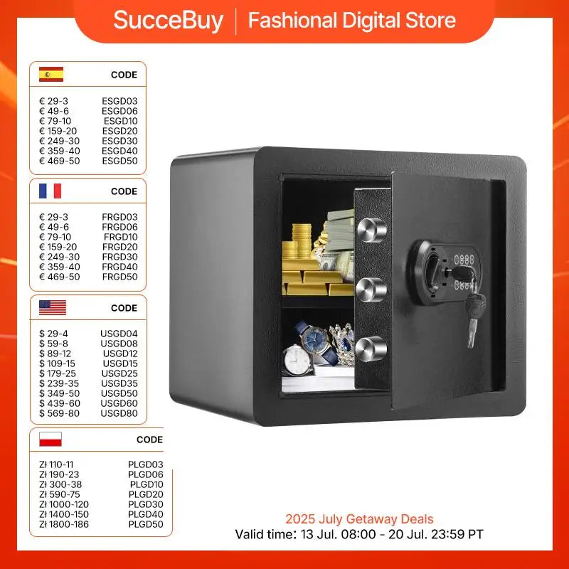 VEVOR 1.2/0.5 Cubbic Fit Electronic Safe Deposit Safe Box W/ Digital Access & Override Keys for Store Money Gun Jewelry Document