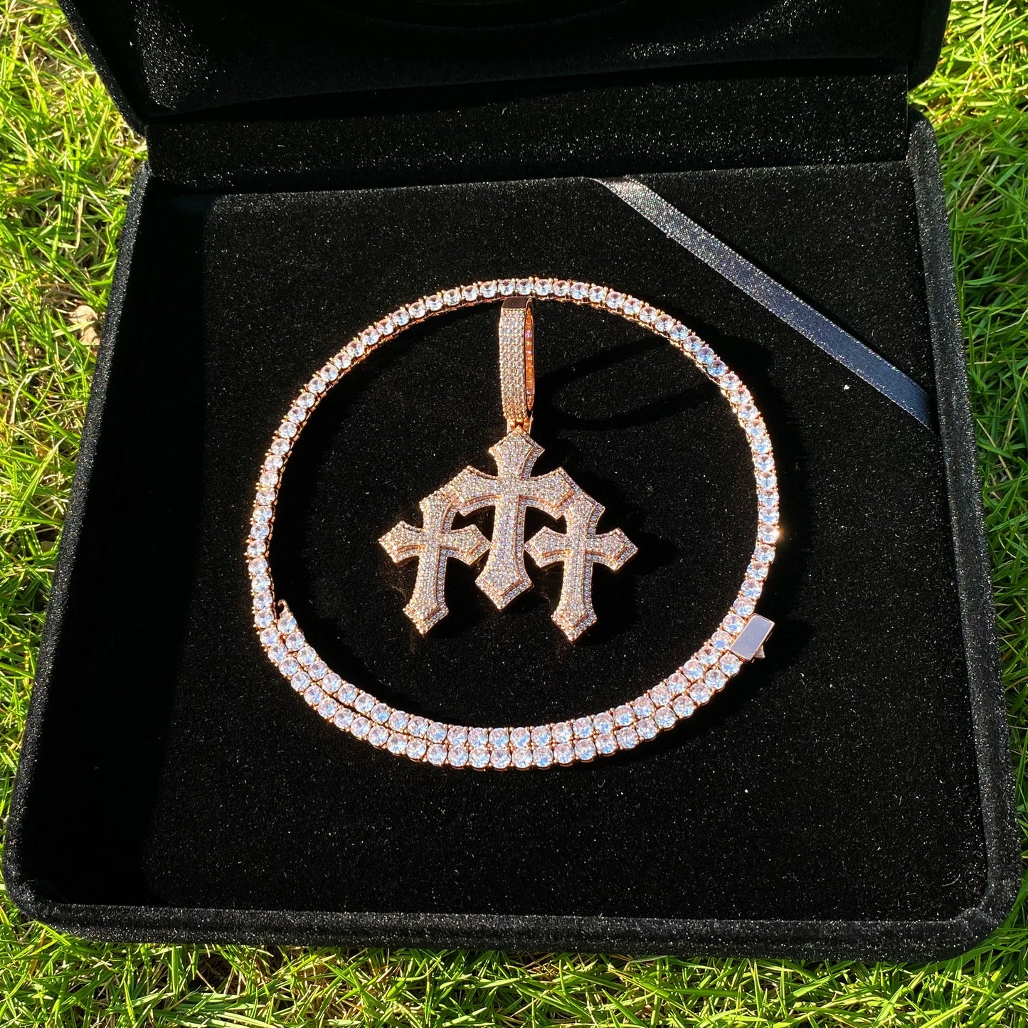 Aokaishen Iced Out Cross Necklace for Women Fashion Jewelry