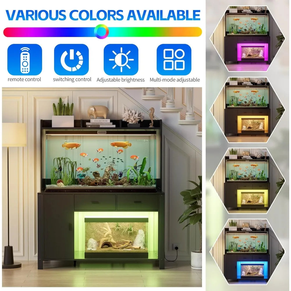 Reptile TerrariumDisplayEnclosure EnclosureSystem Stand With Premium Led Lighting And OutletPowerModule