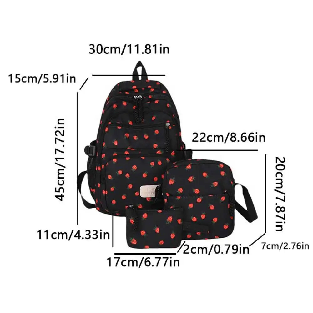 Shunmaii Bow Print Backpack Set With Crossbody Bag Purse