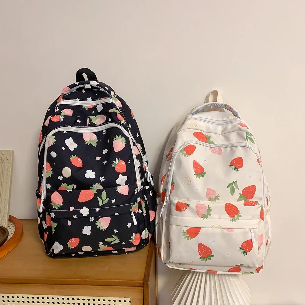 MOJOYCECN Strawberry Pattern Backpack For Women School Bag