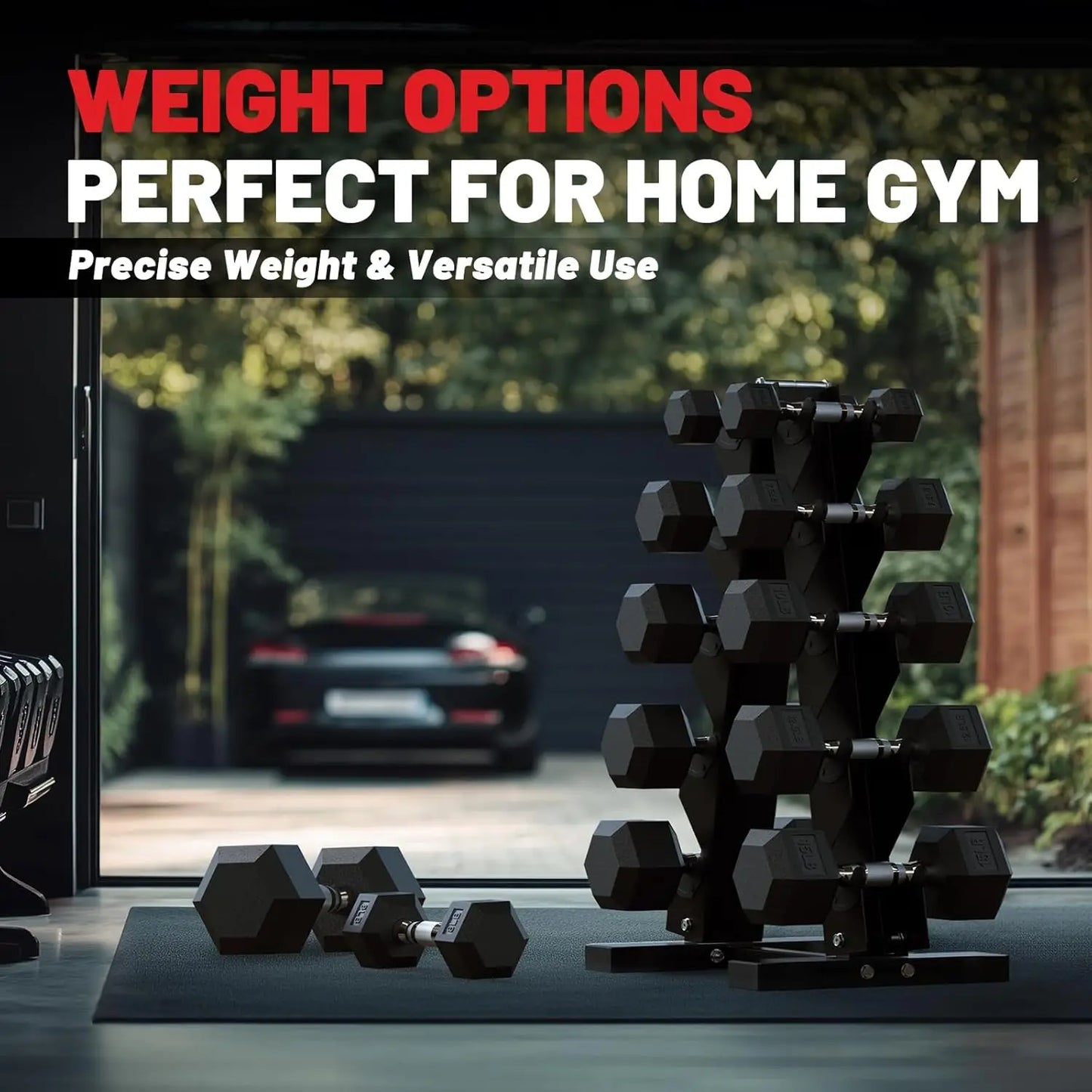 Hex Dumbbell Set with Rack for Home Gym