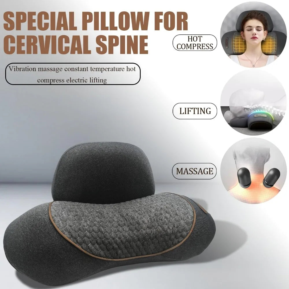 Ergonomic Neck Pillow With Heat Massage Traction For Relief