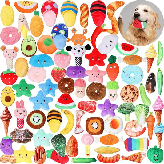 Hign-concerned 80Piece Dog Squeaky Plush Chew Toys UltraDurable NonToxicMaterials