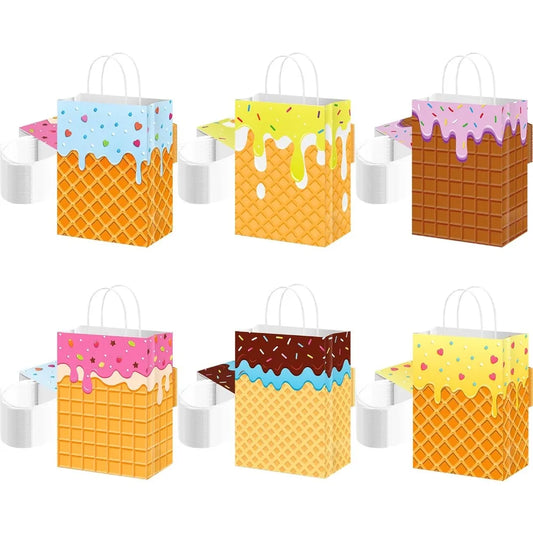 Supervitae Ice Cream Gift Bags With Handles 48 Count Paper Party Favors