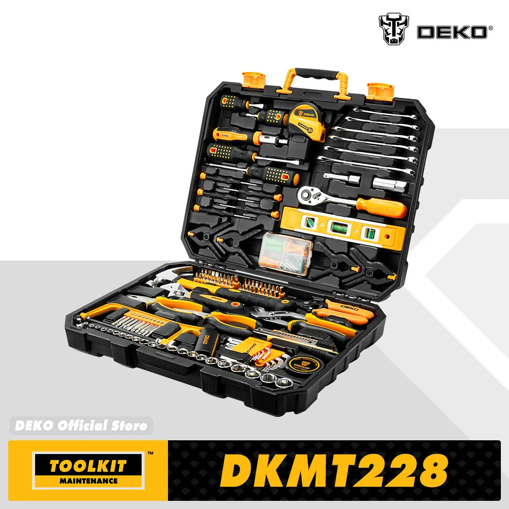DEKOPRO 228Pcs Socket Wrench Tool Set With Plastic Toolbox