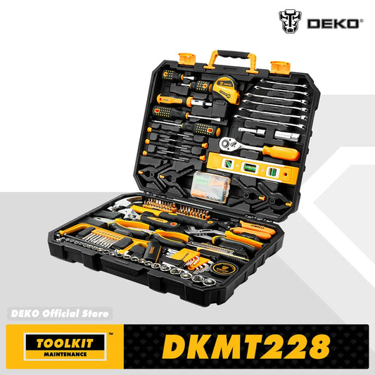 DEKOPRO 228Pcs Socket Wrench Tool Set With Plastic Toolbox