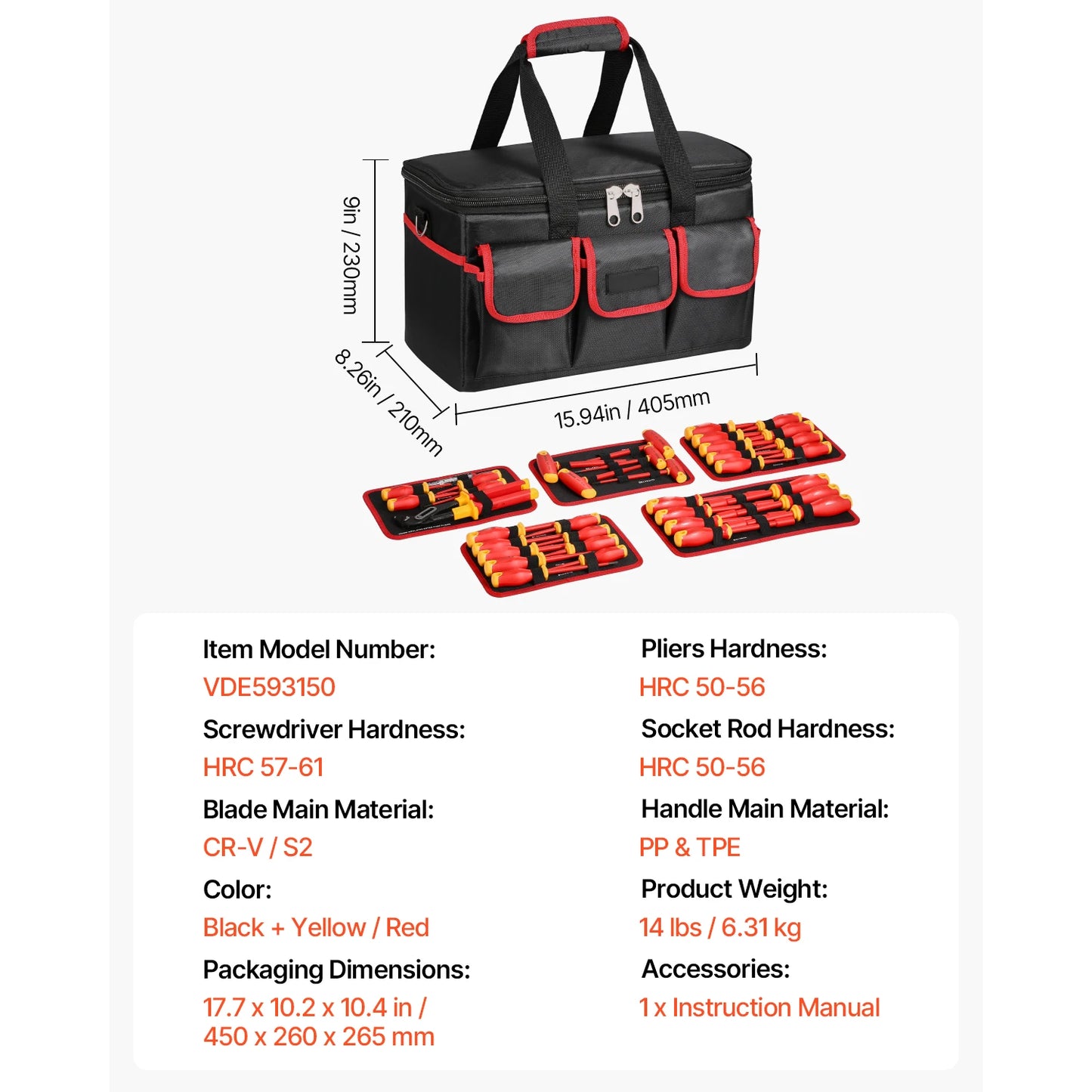 SucceBuy Insulated Screwdriver Set 1000V Electrician Tool Kit