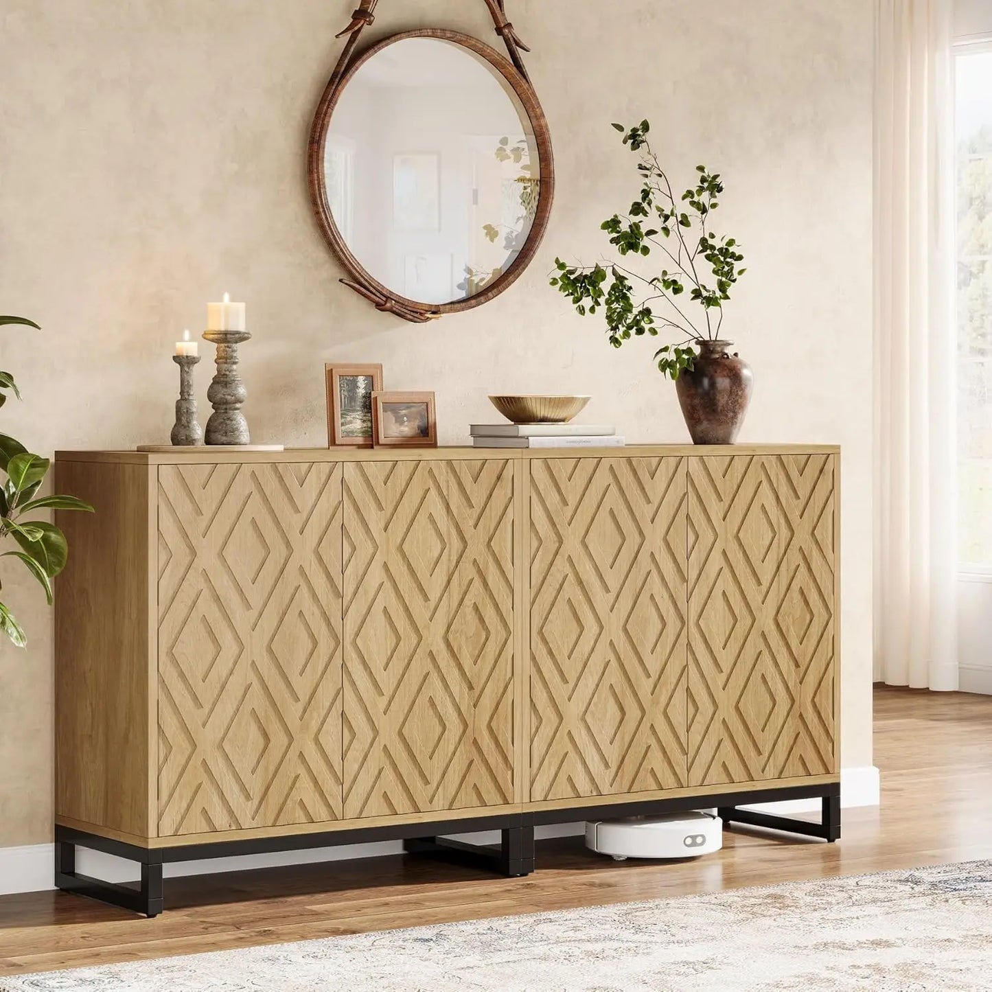 Little Tree Farmhouse Sideboard Buffet Cabinet for Dining Room