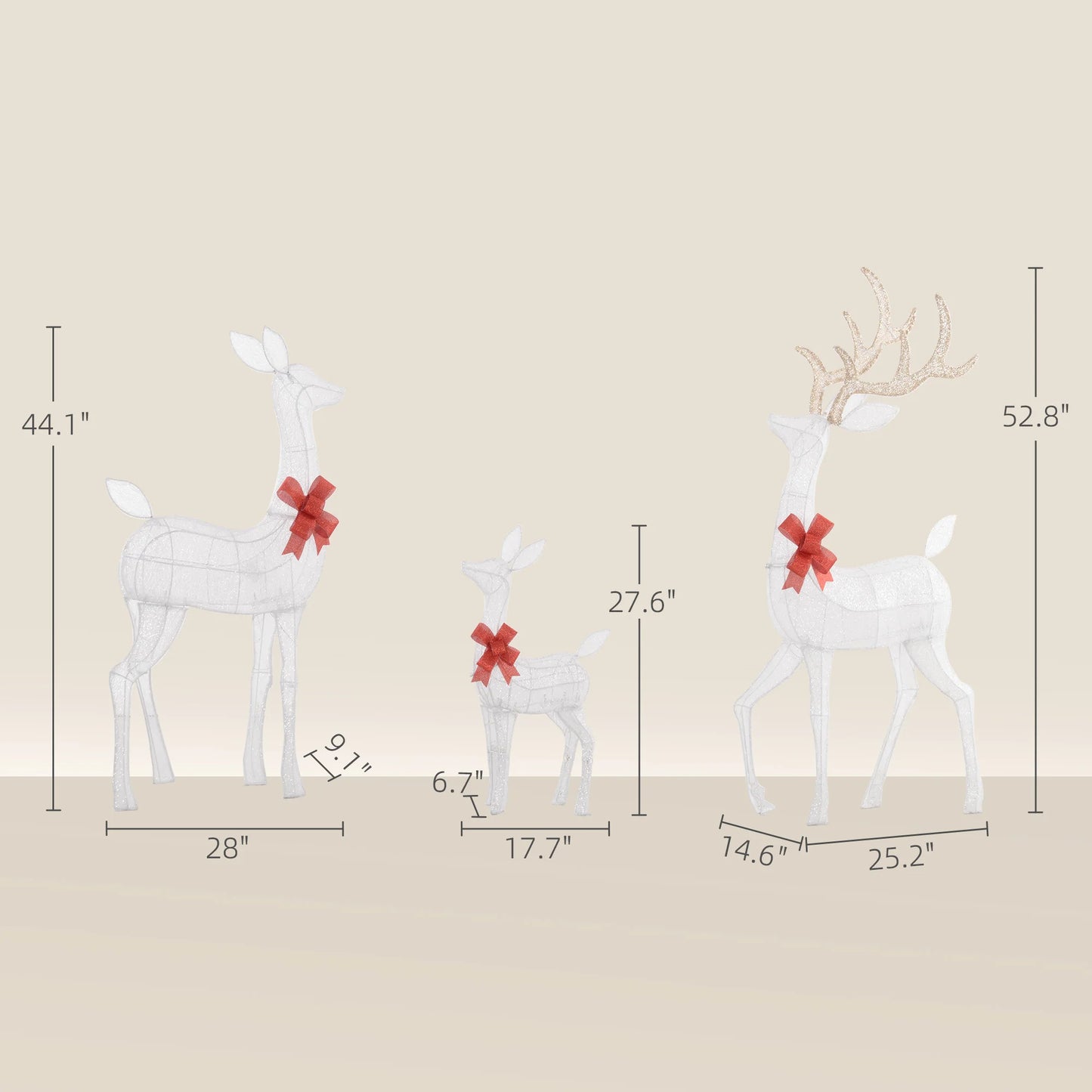 Outsunny Christmas Deer Family Light Set With LEDs