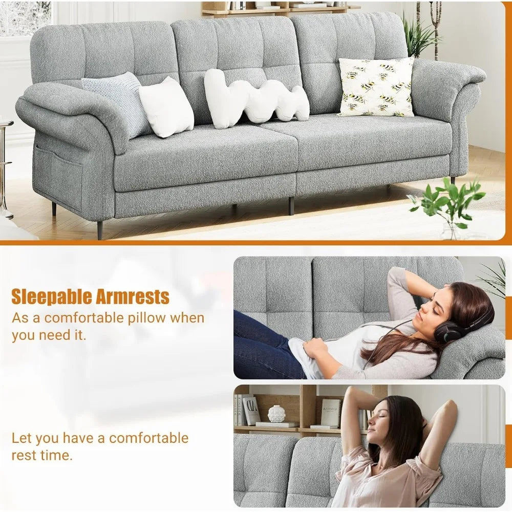 Couches for Living Room, Boneless Couch High-Density Sponge Filled Sofas Cloud Couch for Living Room 83" Wide Sofa, Loveseat Sma