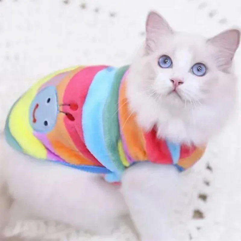 WANGMEOW PremiumGrade CartoonIllustratedVersion FleecePetWear For Cats And Small Dogs