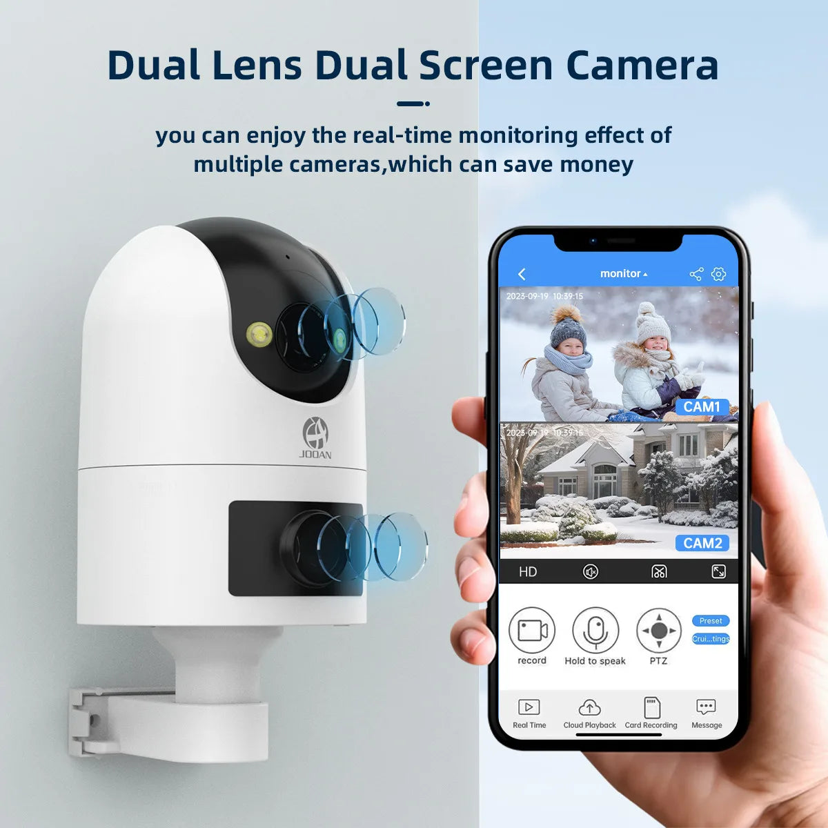 JOOAN 6MP HD 5G WiFi Outdoor Camera Dual Lens Dual Screen Home Security PTZ IP Camera Auto Tracking Video Surveillance Camera