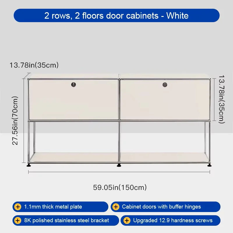 Bigcityfur Stainless Steel Storage Cabinet Contemporary Sideboard For Living Room