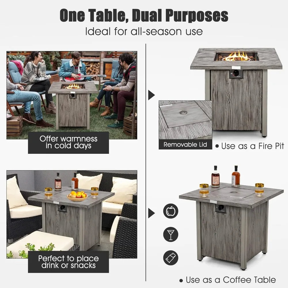 Giantex 2in1 Outdoor Gas Fire Table IndustrialGrade Weatherproofing Patio Heating